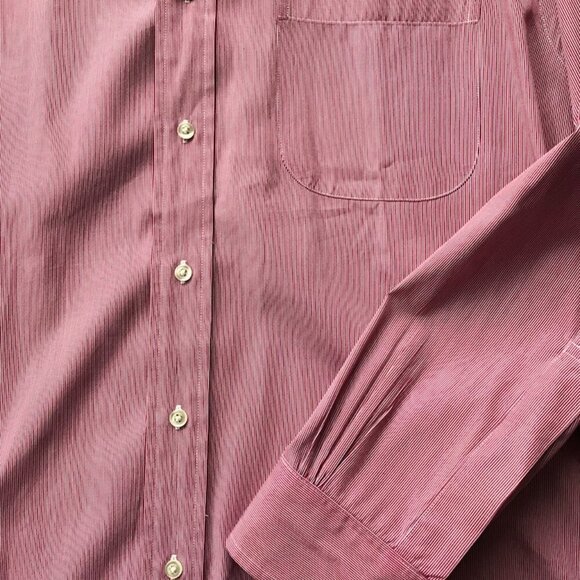 Brooks Brothers Men's Raspberry Red Fine Striped Shirt 100% cotton Sz 16 - 33 - Picture 8 of 15